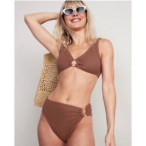 Old Navy NWT Mid Rise Ring Crochet Knit French Cut Bathing Suit Two Piece Set S